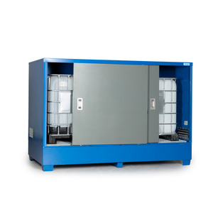 Deposito di materiali pericolosi in acciaio, con porte scorrevoli, per 2 IBC o 8 barili - Product Image 6