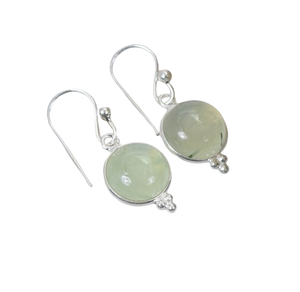 Pendientes de piedras preciosas de Prehnita a la moda Simple para niñas, pendientes de plata de ley sólida 925 para mujeres y niñas, pendientes de joyería de plata - Product Image 1