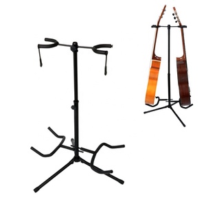 地板折叠三脚架高度可调吉他衣架支架2把吉他支架 - Product Image 1