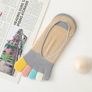 Calcetines de cinco dedos de algodón invisibles con agarre antideslizante en el talón y puntas de color pastel para uso diario pedidos a granel personalizados suministro al por mayor - Product Image 3
