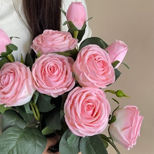 Nuovi Arrivi: Rose Artificiali Realistiche da 69 cm, 3 Fiori Rotondi, Decorazione per Matrimoni, <span class=keywords><strong>Rosa</strong></span> Bianca Finta - Product Image 6