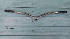 Banda para cejas ecuestre de cuero de último diseño de alta calidad con brazaletes de diamantes de imitación azul oscuro azul congelado azul claro - Product Image 4