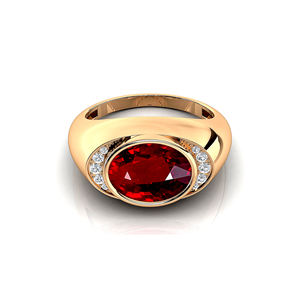 แหวนพลอยเรซินขนาด18K ประดับอัญมณีอัญมณีทรงรีพร้อมเพชรสีขาวแท้สำหรับงานแต่งงาน - Product Image 4