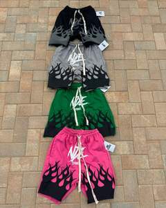 <b>Men's</b> High Quality 100% Cotton Fleece Training <b>Shorts</b> Breathable Jogger Running Casual Mid Waist Puff Printing Embroidered - Product Image 2