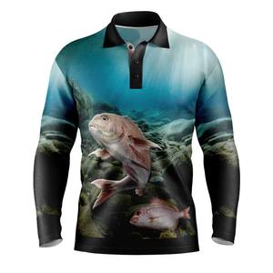 Venta al por mayor personalizado Upf 50 + ropa de pesca poliéster protección solar transpirable secado rápido manga larga Polo camisa de pesca - Product Image 5