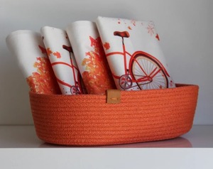 ตะกร้าปลูกต้นไม้แมคคราเม่สีส้มทำด้วยมือที่ใส่ต้นไม้อเนกประสงค์สำหรับสวนในร่มระเบียงลานบ้านและใช้ตกแต่งจากอินเดีย - Product Image 1