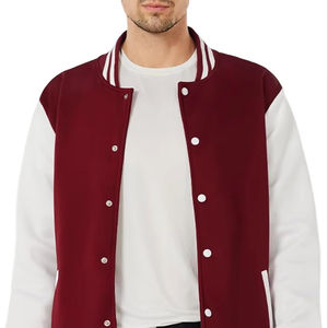 Veste Varsity Letterman 100% coton pour hommes personnalisés manteau bomber de baseball décontracté coupe ajustée pour l'hiver - Product Image 1