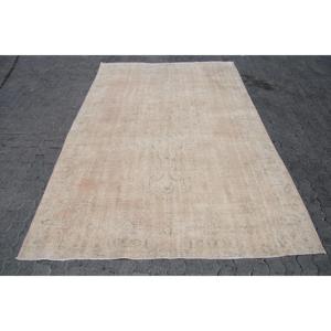 Turkish Vintage Rug 7x10.5 ft, <b>Brown</b> Oversize Camouflage <b>Wool</b> Rug - Product Image 1