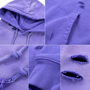 Sudadera con capucha de hombre con lavado ácido de algodón 100% de peso pesado de alta calidad, sudadera de gran tamaño de invierno desgastada con patrón sólido personalizado - Product Image 4