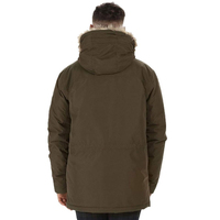 Top-Trend Atmungsaktive Neue Herren-Canvas-Parka-Jacke mit Langer Pelzkapuze in Dunkel-Olivgrün mit Komfortabler Passform