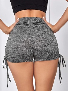 Pantalones cortos de Yoga de satén de cintura alta OEM para mujer 100% algodón transpirable Streetwear estilo Sexy ajustado tejido para deportes de otoño - Product Image 5