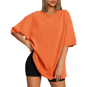 T-shirt décontracté pour femme, taille plus, surdimensionné, uni, confortable, respirant, 100% coton, personnalisable - Product Image 5