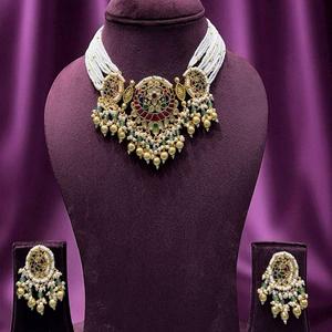 Traditional High Quality Gold Plated Stylish Necklace <b>Set</b> With Earrings <b>For</b> Wedding And Party Wear Collection <b>For</b> <b>Women</b> or Girls - Product Image 1