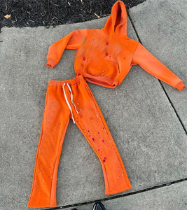 Trajes de sudor lavados con ácido de calidad personalizada 100% algodón Terry ropa de calle de gran tamaño chándal Flare Stacked Hoodie impreso para invierno - Product Image 3