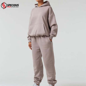 Survêtement décontracté à capuche pour femme en coton 100% de haute qualité, vêtements de rue d'hiver, écologique, manches longues, couleur unie, coupe classique - Product Image 3