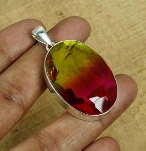 Colgante de Cuarzo Sandía Hecho a Mano, Ovalado, Plata de Ley 925, Joyería Elegante con Piedra Preciosa, Regalo para Mujeres y Niñas - Product Image 5