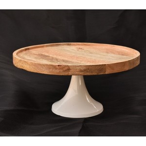 Hot Sell Wooden Cake Stand Single Tier 13 Inch Black Cake <b>Tools</b> Wholesale Acacia Wood Single Tiered Dessert Stand - Product Image 2