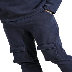 Ropa de calle vintage, chándal holgado de algodón polar, conjunto de Jogger desgastado, chándal de lavado ácido acampanado personalizado - Product Image 5