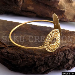 Gold plated Designer Handmade Statement Style Cuff and Bangle handmade premium product <b>for</b> <b>girls</b> indian style SKU5714 - Product Image 2