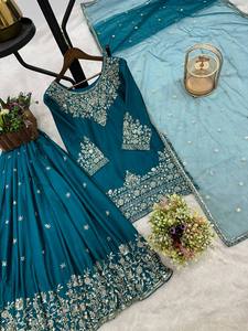 ชุดสلوارกะมีซผ้าจอร์เจตต์ ปักลายนูน ประดับเลื่อม งานฝีมือ พร้อมสวมใส่ สไตล์ดั้งเดิม สำหรับงานปาร์ตี้ งานแต่งงาน งานดีวาลี ทุกโอกาส - Product Image 5