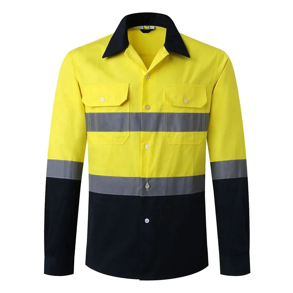 السلامة T قميص للرجال مع جيب للانعكاس الشريط العمل ارتداء سلامة الملابس البناء زي العمل