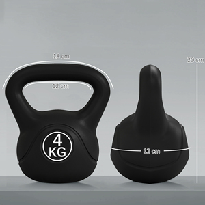 HOMCOM Kettlebell 4kg en plástico y arena con base plana y mango, 18x12x20 cm, negro - Product Image 3