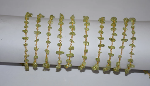 Belle chaîne de chapelet en copeaux non coupés, chaîne de chapelet enroulée en fil plaqué or, chaîne de perles en copeaux naturels non coupés pour la fabrication de bijoux - Product Image 3