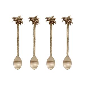 Cactus & sea shall design cuillère à dîner en laiton avec poignée torsadée pour restaurant taille personnalisée cuillère à dessert dorée - Product Image 2