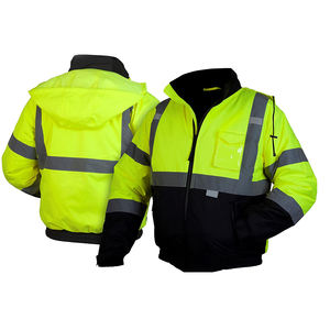Customized Logo Breathable EN Certified High Quality <b>Reflective</b> Cotton Construction Security <b>Jacket</b> for <b>Men</b> with Stand Collar - Product Image 1