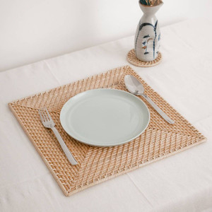 Square Rattan Placemat for Wedding <b>Natural</b> <b>Hand</b> Woven Rattan Placemats Flower Wholesale From Vietnam - Product Image 3