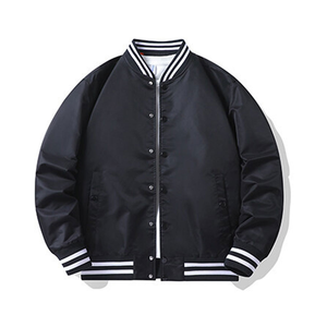 Veste bomber en nylon de haute qualité, décontractée, en gros, col côtelé en tricot, motif uni, veste bomber brodée - Product Image 1