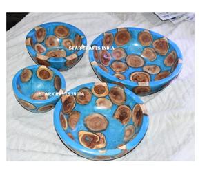 Nuevo cuenco de madera y resina epoxi para el hogar, cocina, mesa, vajilla, cuenco, tamaño personalizado, forma redonda, calidad superior de la India - Product Image 1