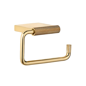 Porte-rouleau de papier toilette mural en fonte, couleur marron, finition avec poignée en bois, durable, facile à nettoyer, design vintage - Product Image 2