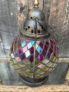 Vintage <b>Set</b> <b>of</b> 3 Mosaic Glass <b>Candle</b> Holders Elegant Lantern & Jar Design for Home Decor - Product Image 6