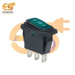Interruptor Basculante SPDT NF9107A de 103W con Botón Verde, Configuración ON-OFF-ON de 3 Pines, por ELECTRONIC SPICES, Hecho en China - Product Image 1