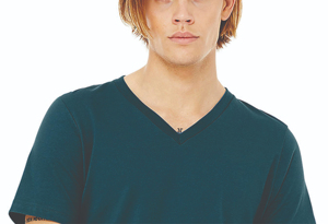 เสื้อยืดคอวีแขนสั้นสำหรับผู้ชายผ้าคอตตอน100% ล้วนขนาดพิเศษทำจากผ้าคอตตอน200กรัมสีล้วนสำหรับผู้ชาย - Product Image 4