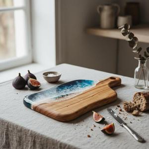 Tabla de Cortar de Resina y Madera Hecha a Mano, Tabla de Cocina Premium, Tabla de Preparación de Alimentos Resistente para el Hogar y Cafeterías - Product Image 2