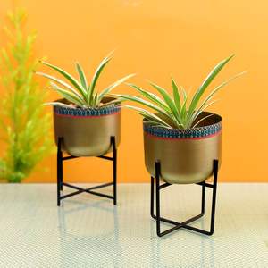 Set of 3 Flower Planters <b>Jute</b> Rope Handwoven <b>Basket</b> Planters with Wood Stand Indoor and Outdoor Plants Decoration - Product Image 5