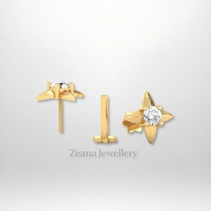 ต่างหูประดับดาวและพระจันทร์สีทอง14K 18K VVS Def เพชรปลูกจริงได้รับการรับรองจาก gigia - Product Image 5