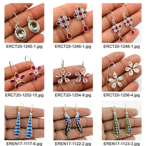 Venta caliente buena calidad 925 plata esterlina negro Zirconia cúbica pendientes colgantes de lujo para mujer niñas joyería hecha a mano India - Product Image 4