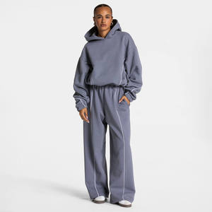Ensemble sweat-shirt à capuche et pantalon de survêtement de style baggy avec logo personnalisé survêtement deux pièces Streetwear surdimensionnés pour femmes - Product Image 1