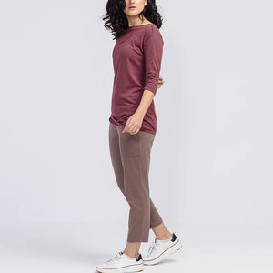 Camisetas de mujer de último estilo en blanco de manga corta de Color sólido de alta calidad/camisetas de mujer de moda con logotipo personalizado OEM - Product Image 4