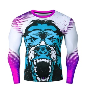Rash Guard à manches complètes violet/blanc, équipement BJJ d'entraînement de haute qualité, équipement MMA et Kimono Rash Guard pour hommes - Product Image 1