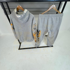 Survêtement lavé à l'acide imprimé personnalisé Ensemble de jogging pour hommes Vêtements de rue en coton épais Survêtements vintage confortables et respirants - Product Image 3