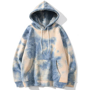 Sweat à capuche personnalisé pour Couple tie dye pour femmes 100% coton surdimensionné à épaules tombantes Streetwear pull à capuche pour les Couples - Product Image 3