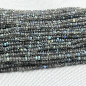 Cuentas facetadas de labradorita natural AA de 4 mm, color fuego azul, 13 pulgadas, sueltas, certificadas por terceros, joyería de Rajasthan - Product Image 1