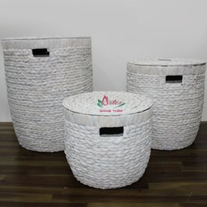 Artex Dong ชุด3 INS ตะกร้าผักตบชวาขนาดใหญ่, ตะกร้าที่ใส่อาหารทำด้วยมือเป็นมิตรต่อสิ่งแวดล้อมใช้ในบ้านห้องครัว - Product Image 3