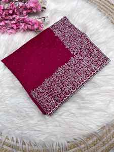 Exclusivo suave Vichitra tela de seda hermosa Zari bordado trabajo nupcial fiesta desgaste Saree elegante con blusa para uso étnico - Product Image 2