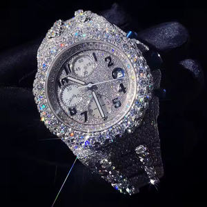 <b>Mens</b> Premium Moissanite Diamond Watch Fully Iced Out Bling Timepiece with <b>Stainless</b> <b>Steel</b> Strap and Luxury Hip Hop Design - Product Image 1