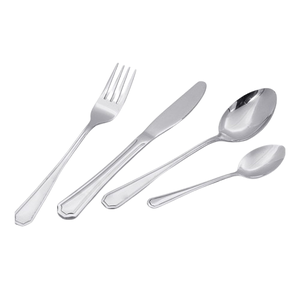 ชุดเครื่องใช้บนโต๊ะอาหารสแตนเลสสำหรับใช้ในร้านอาหารดีไซน์ตามสั่งพร้อมผิวกระจกสำหรับฉลากส่วนตัว - Product Image 1